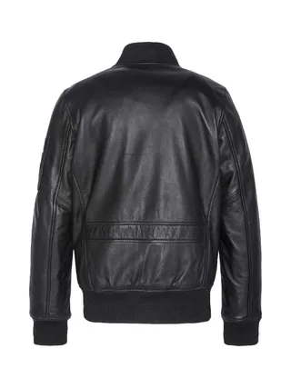 Veste en Cuir Noir Homme Schott LCBOMB 2
