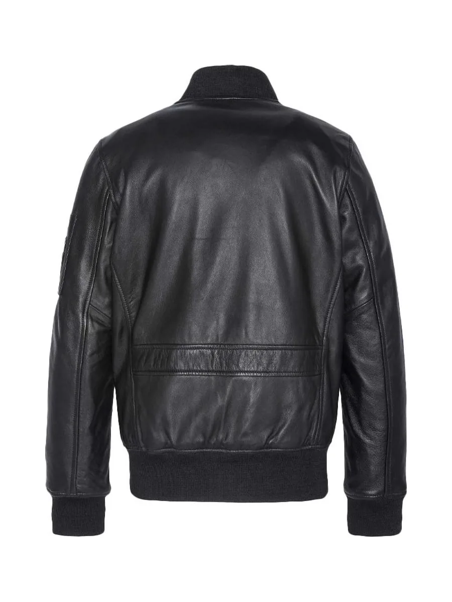 Veste en Cuir Noir Homme Schott LCBOMB 3