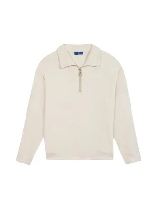 Sweat 1/4 de Zip Beige Femme TBS Craie 1