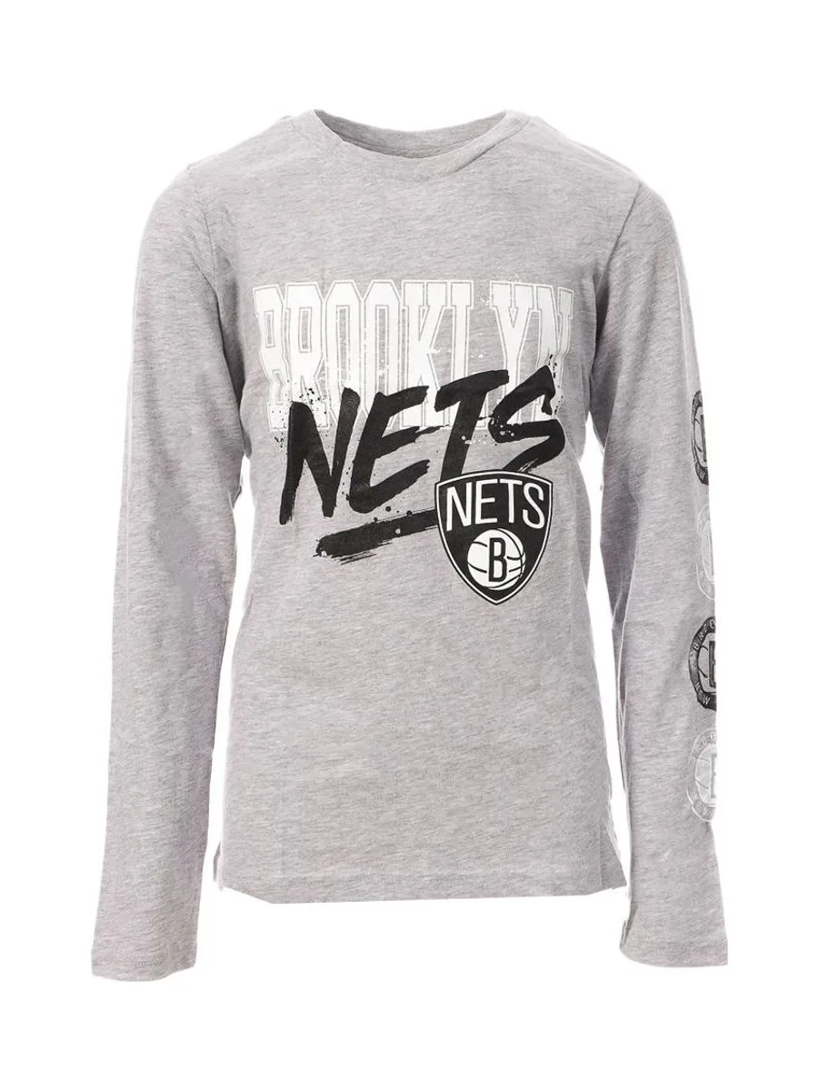 T-shirt Manches Longues Gris Garçon Busy NBA BROOKLYN NETS 2