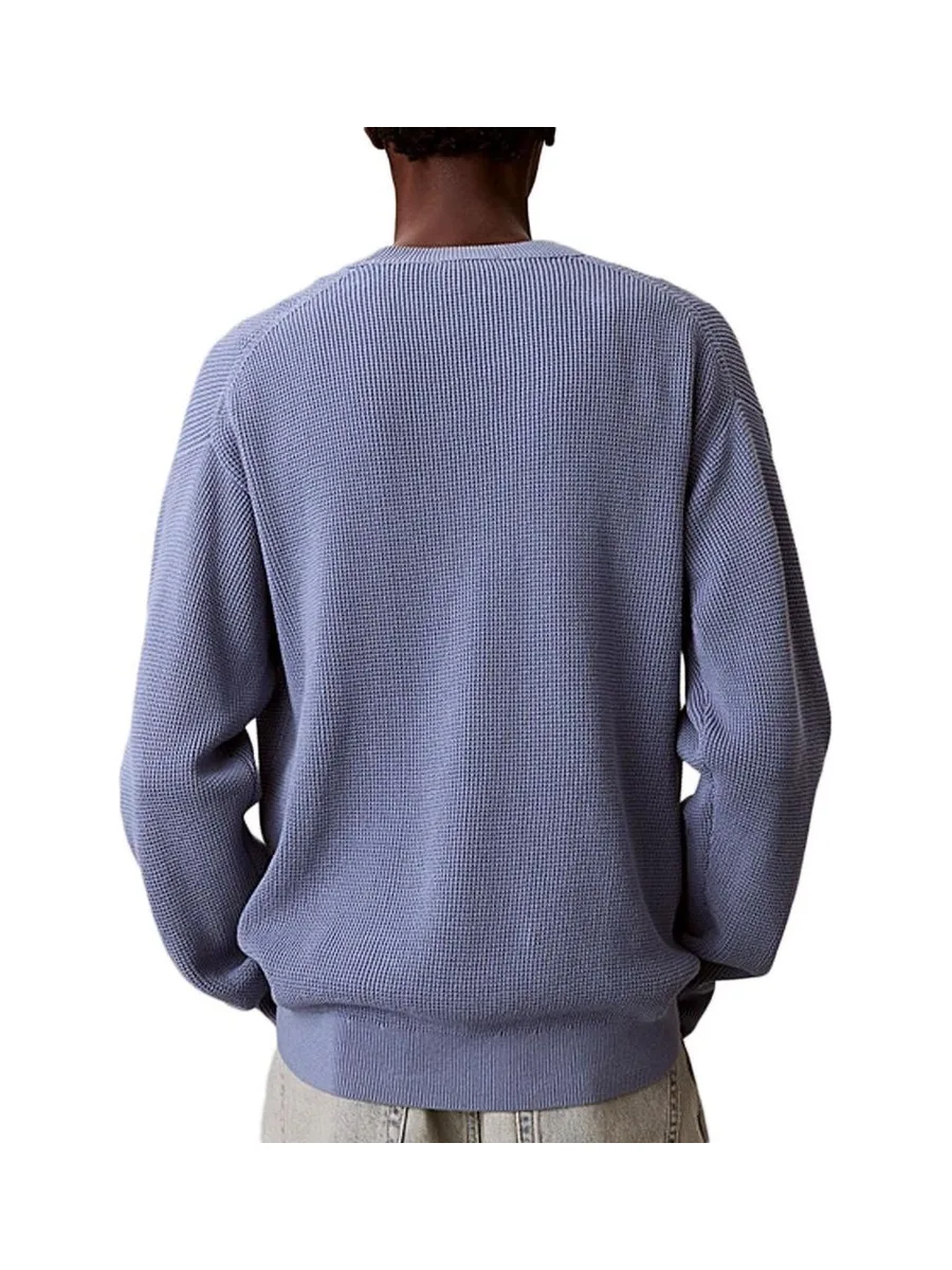 Pull Bleu Clair Homme Calvin Klein Jeans Waffle 3