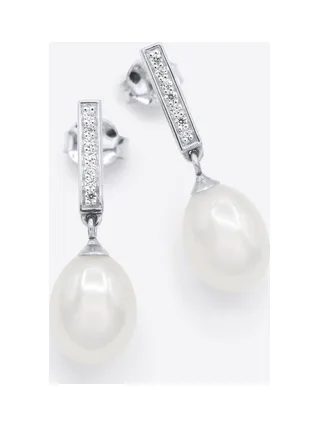 Boucles d'Oreilles Véritables Perles d'Eau Douce Poires 7-8 mm — Argent 925 Millièmes 1
