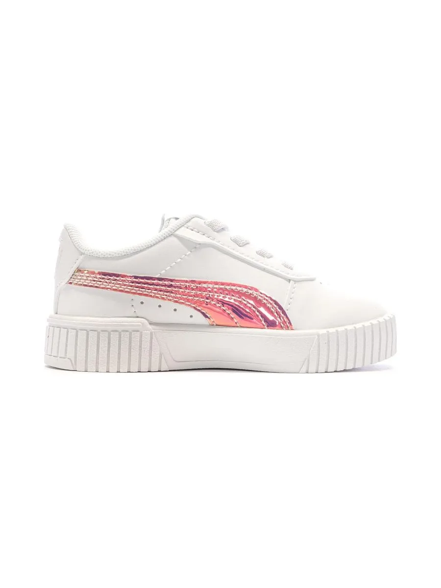Baskets Blanches/Roses Fille Puma Carina 2.0 3