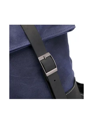 NES - Sac à dos en cuir véritable et toile enduite - Bleu 7