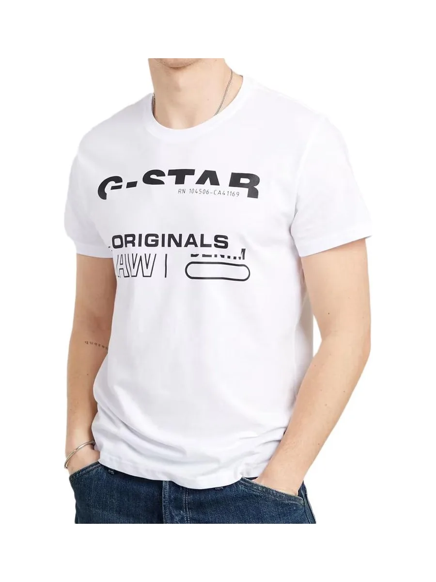 T-shirt Blanc Homme G-Star Originals D21664 2