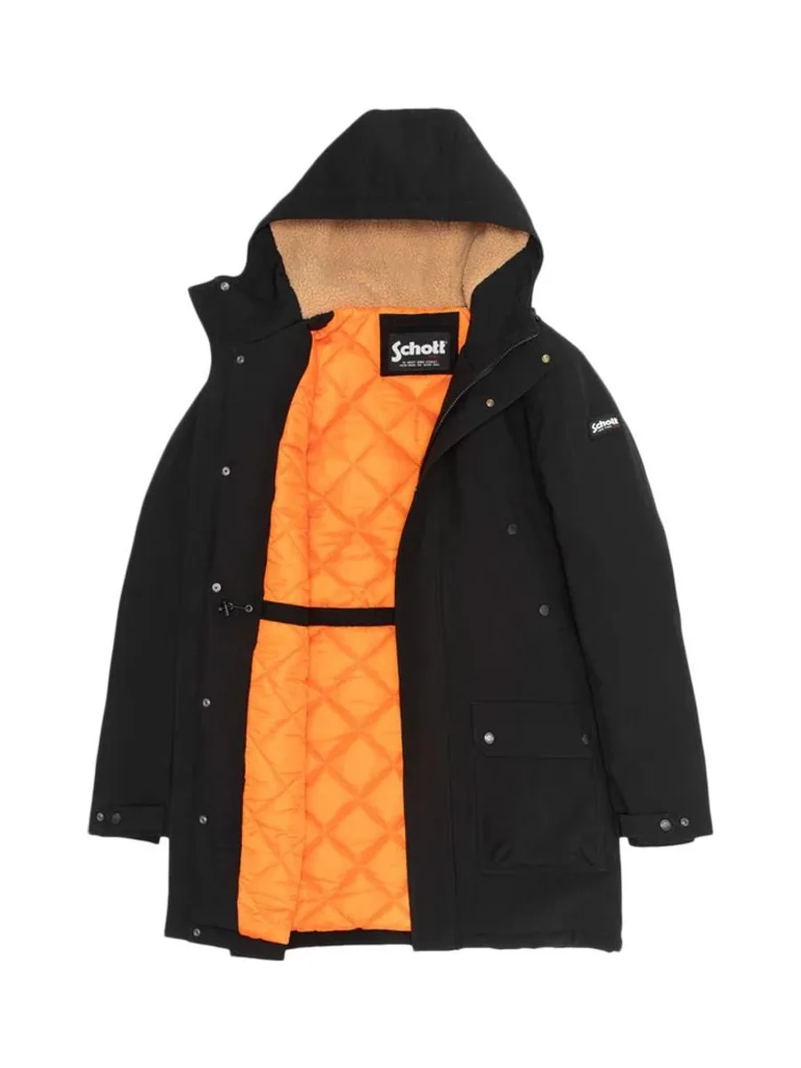 Parkas Noir Homme Schott Parka Fixe Doublee Sherpa 3