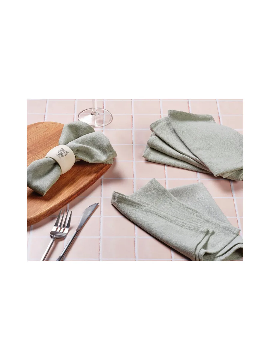 Serviette de table - 6 pièces - Lin et coton blanc crème 146