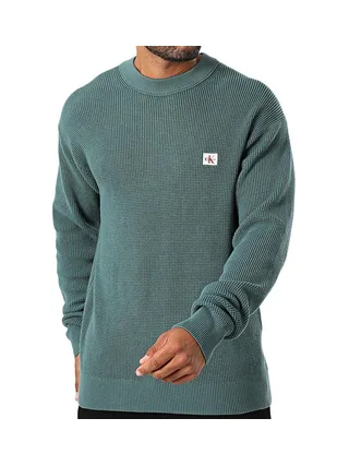 Pull Vert Foret Homme Calvin Klein Jeans Waffle 1
