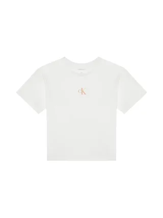 T-shirt Blanc Fille Calvin Klein Jeans Ck Logo 1