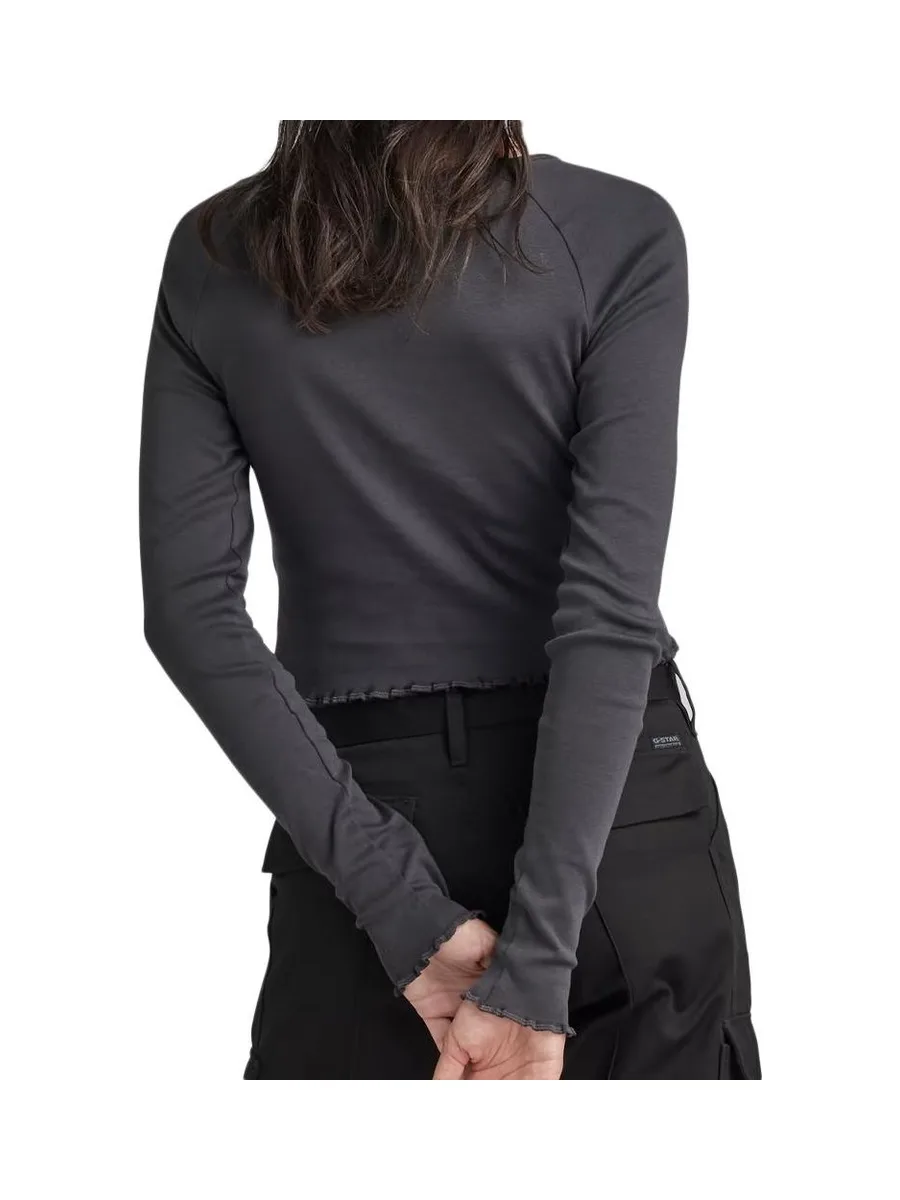 T-shirt Manches longues Noir Femme G-Star Cropped Baby Sis Raglan 3