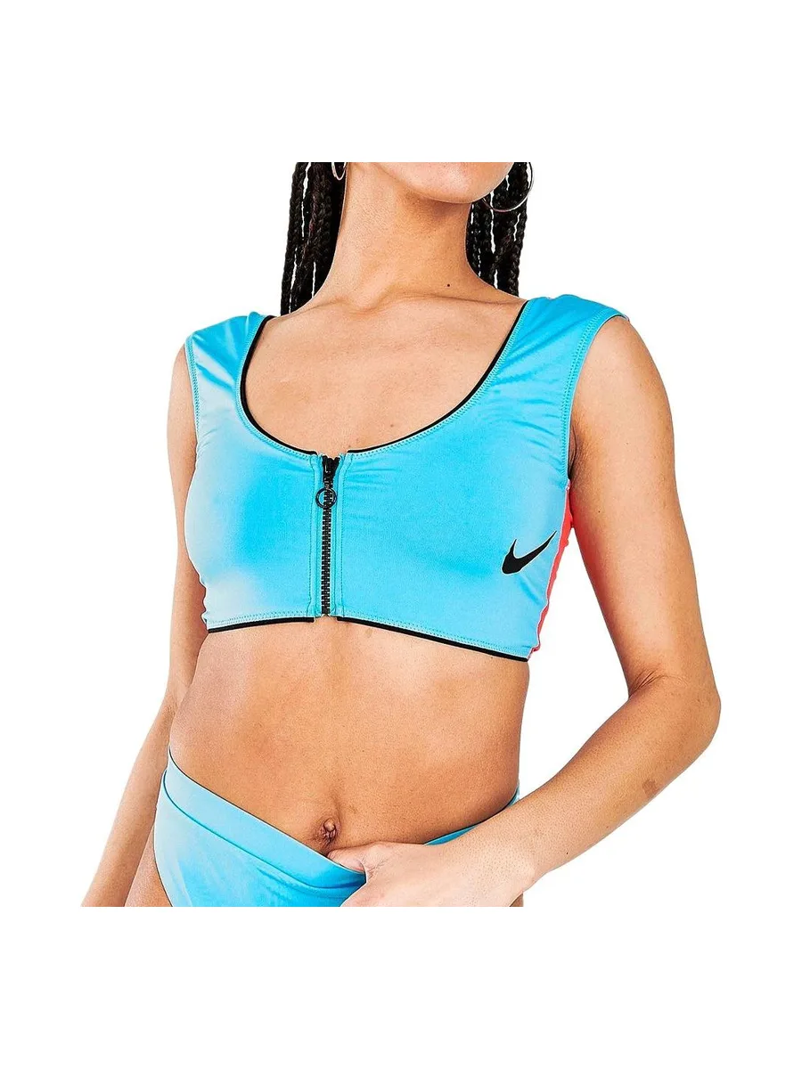 Haut de maillot de bain Bleu/Rose Femme Nike Midkini 2