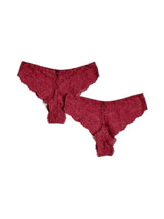 Lot de 2 culottes larges en dentelle Rouge Femme Pieces Lina 2