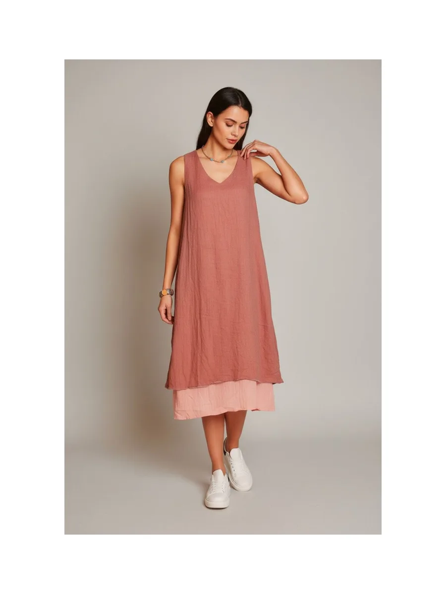 Robes doublé décontractées col v  S/M 17