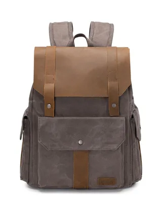 ALI - Sac à dos en cuir véritable et toile enduite - Bleu 17
