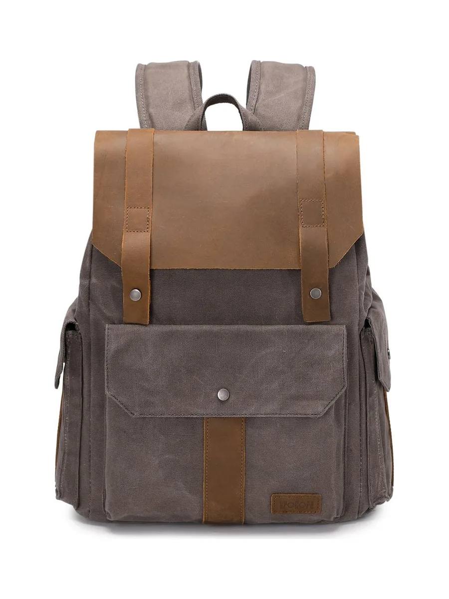 ALI - Sac à dos en cuir véritable et toile enduite - Bleu 50
