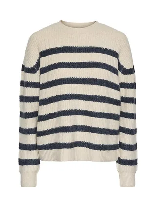 Pull Bleu/Blanc Femme Pieces Klara 1