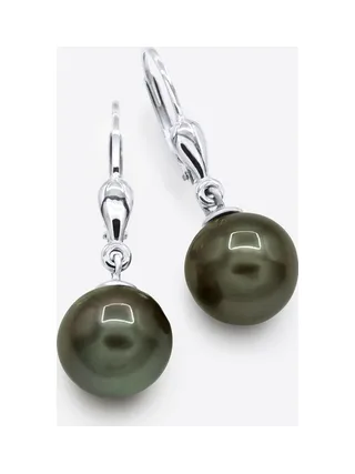 Boucles d'Oreilles Véritables Perles de Tahiti Poires 9-10 mm — Or Blanc 375 Millièmes 1