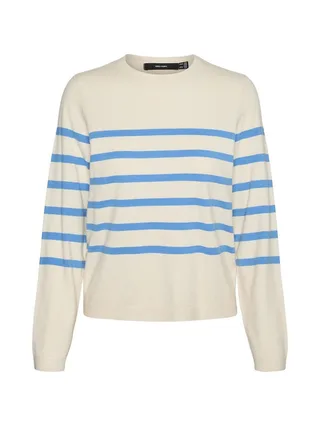 Pull Ecru/Bleu Femme Vero Moda Saba 3