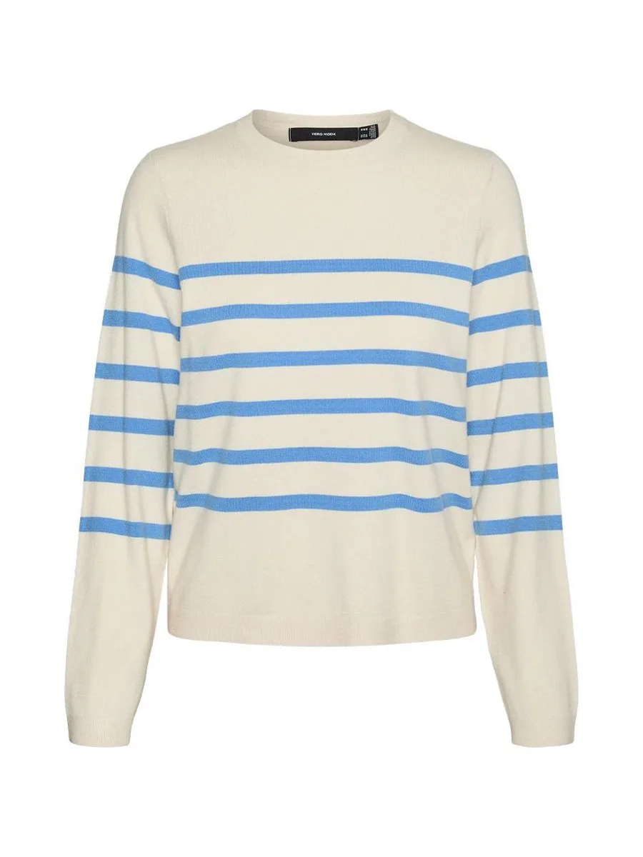 Pull Ecru/Bleu Femme Vero Moda Saba 4