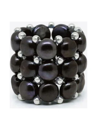 Bague 3 Rangs Véritables Perles d'Eau Douce 4 mm 4