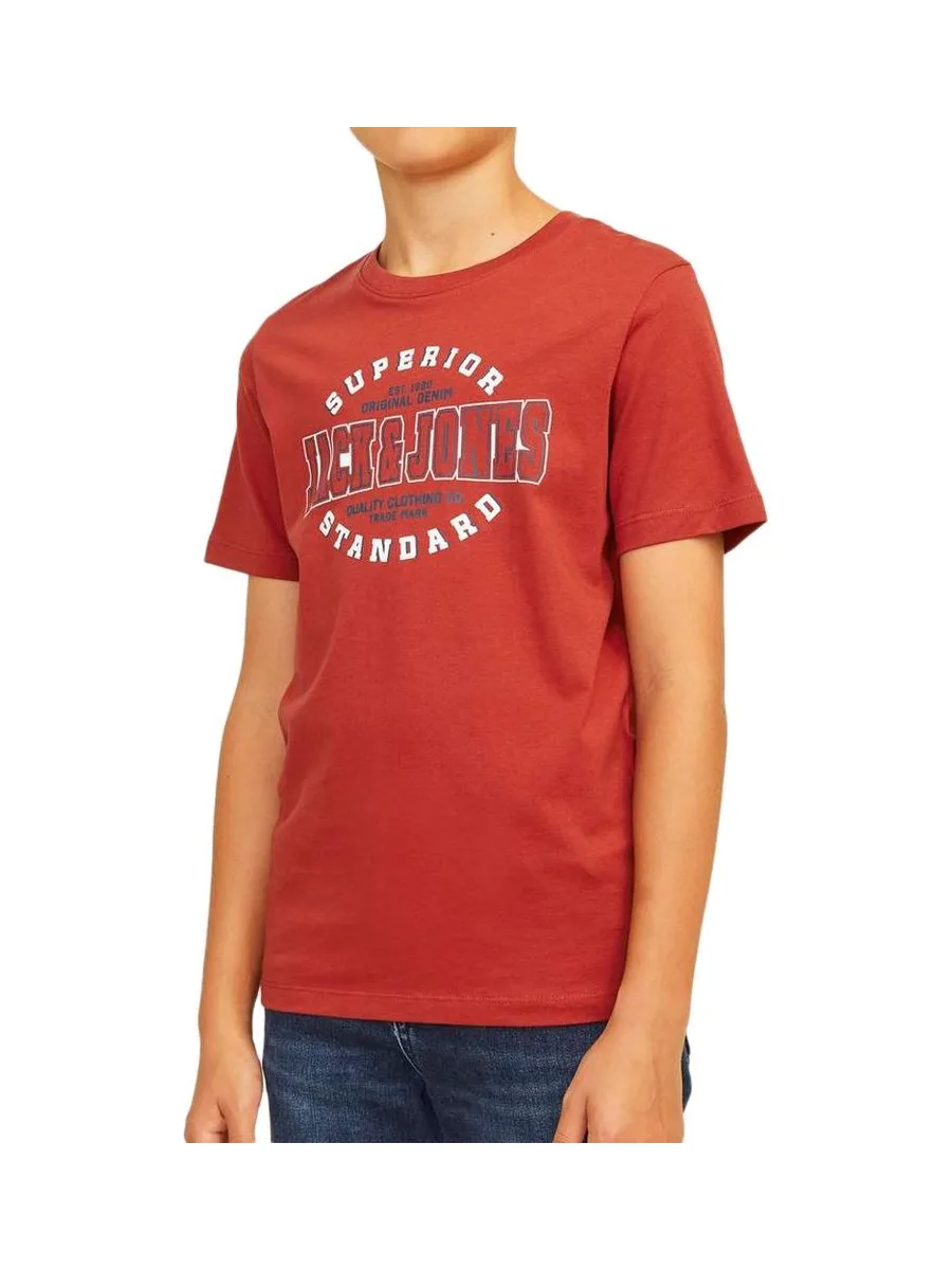 T-shirt Rouge Garçon Jack & Jones Logo 12258876 1