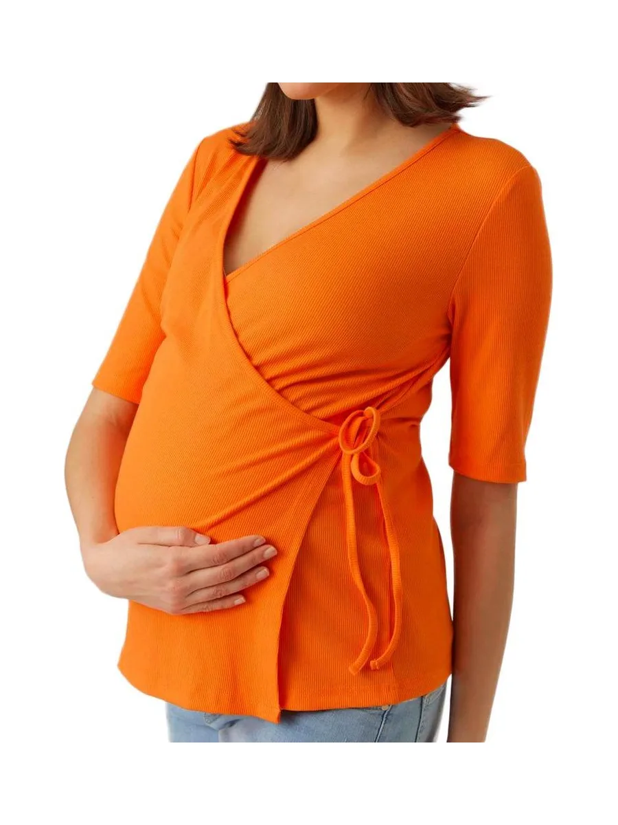 T-Shirt Orange de Grossesse Femme Mamalicious 20018309 2