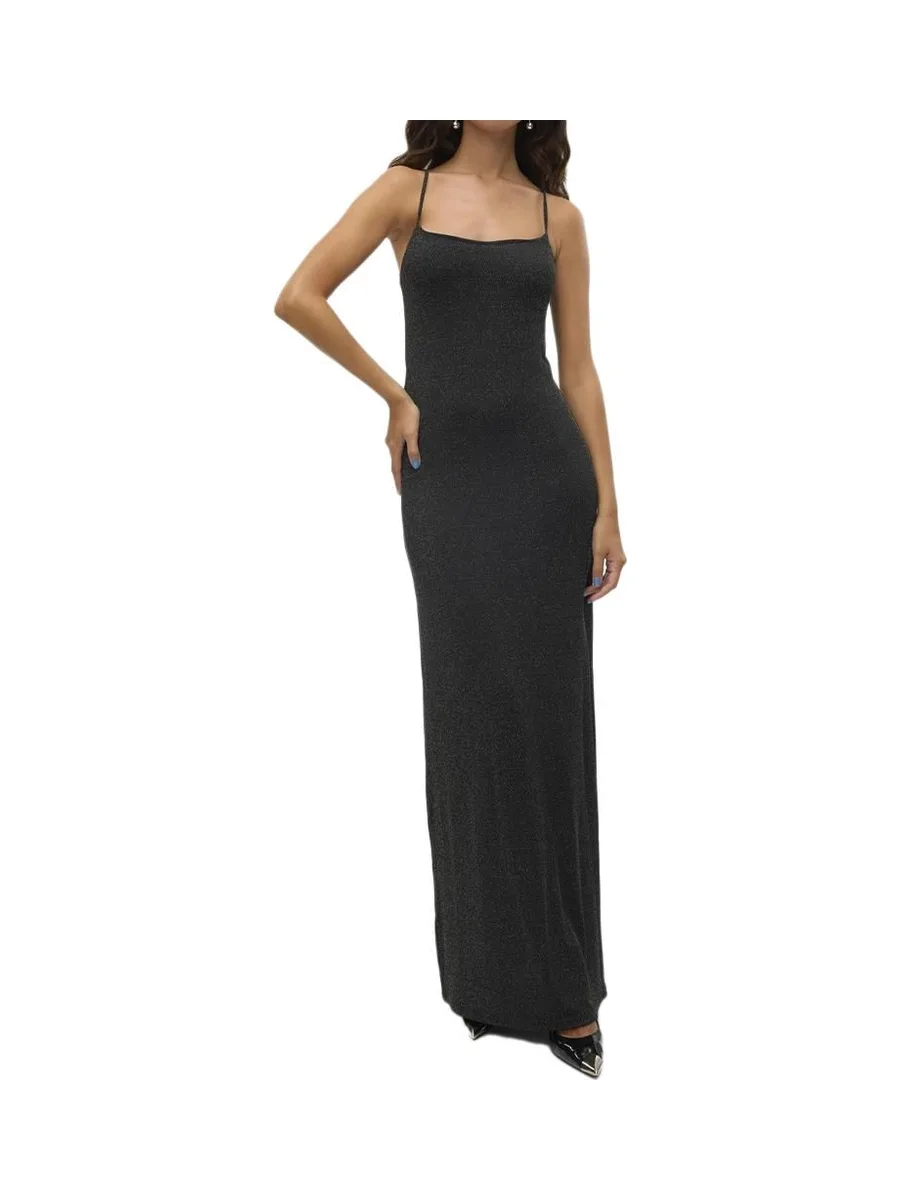 Robe Moulante Noir/Argenté Femme Vero Moda Kanva Ankle 2