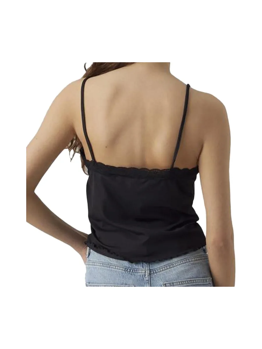 Top Noir Femme Vero Moda Singlet Crop Top 3