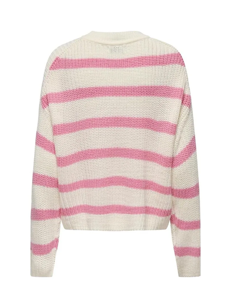Pull Ecru/Rose Femme JDY Stripe Pullover 3