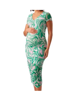 Robe Verte/Blanche Femme Mamalicious Swan 1