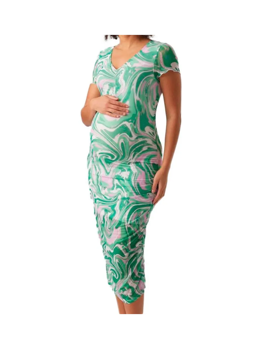 Robe Verte/Blanche Femme Mamalicious Swan 2