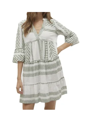 Robe Beige/Vert Femme Vero Moda Dicthe 1