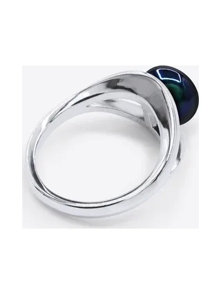 Bague Jonc Véritable Perle d'Eau Douce 8-9 mm — Argent 925 Millièmes Rhodié 5