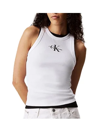 Débardeur Blanc Femme Calvin Klein Jeans Monologo 1