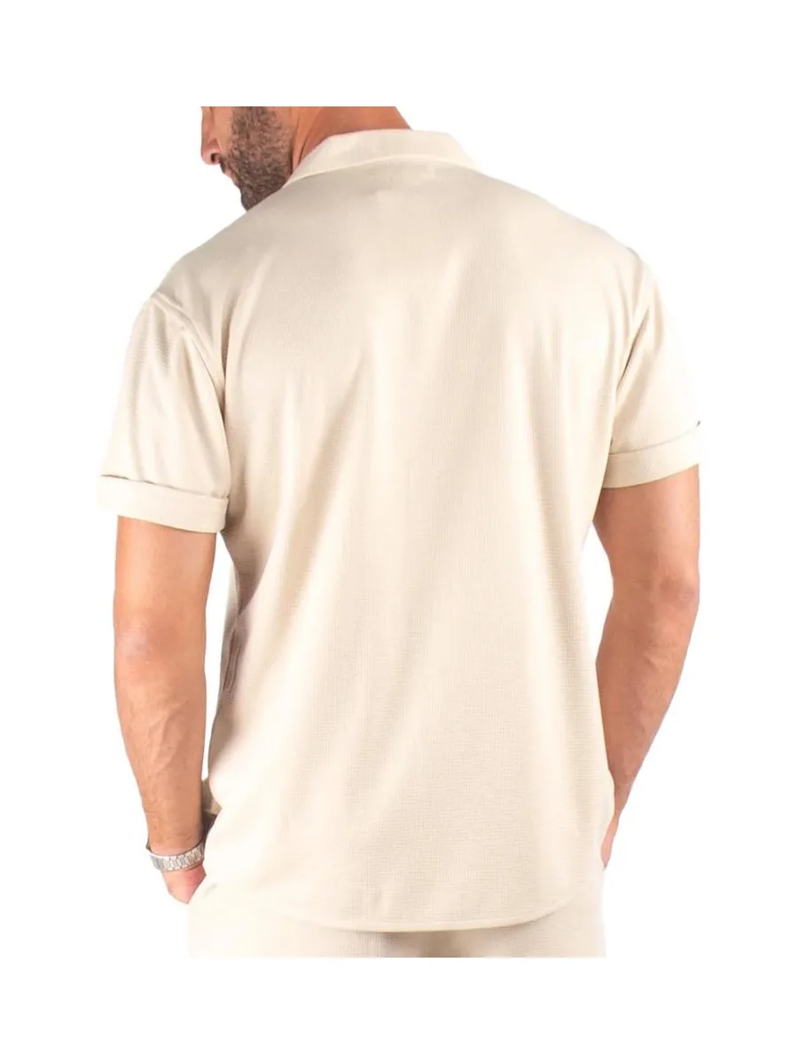 Chemise Manches Courtes Beige Homme Paname Brothers DOV 2