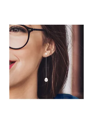 Boucles d'Oreilles Véritables Perles d'Eau Douce Poires 5-6 mm — Or Blanc 375 Millièmes 4