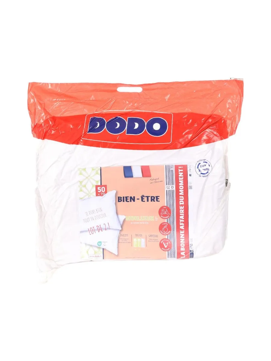 X2 Oreillers Blanc Dodo Moelleux 50x70CM 2