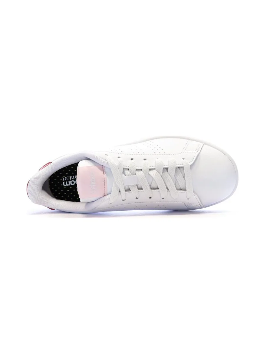 Baskets Blanches/Roses Fille Adidas Advantages 4