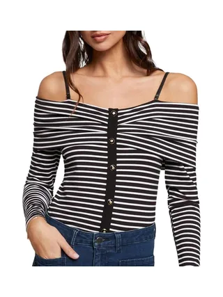 T-Shirt Manches Longues Noire/Blanche Femme Morgan TROPEZ 1