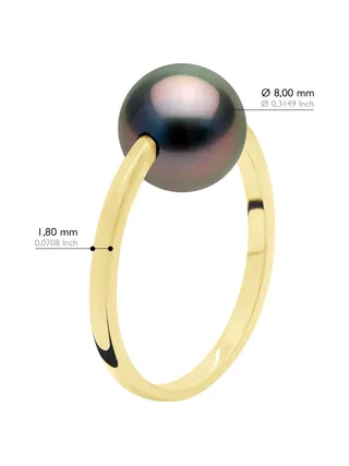 Bague Jonc Véritable Perle de Tahiti Ronde 8-9 mm — Or Jaune 375 Millièmes 3
