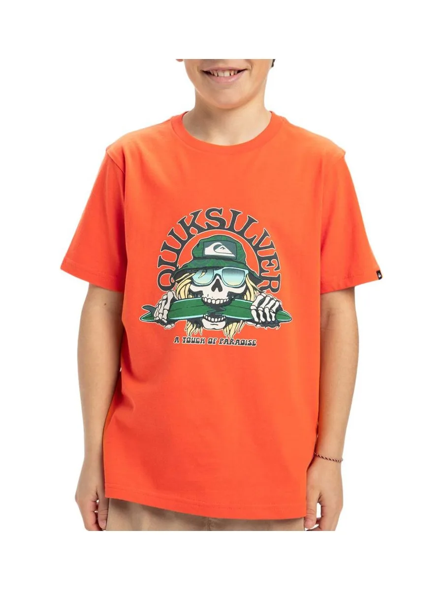 T-Shirt Orange Garçon Quiksilver Skull Feast 1
