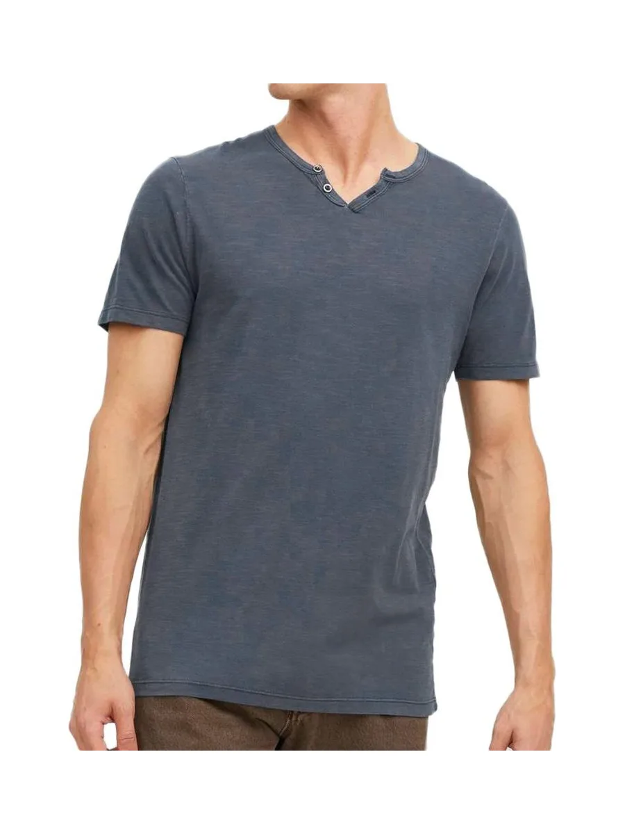 T-shirt Bleu Homme Jack & Jones Split Neck 1