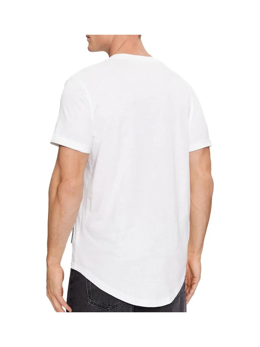 T-Shirt Blanc Homme Calvin Klein Jeans Badge Turn Up Sleeve 3