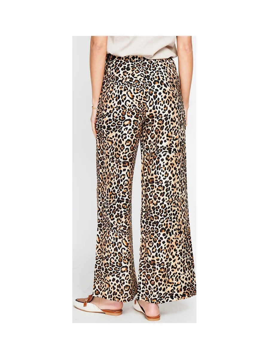 Pantalon taille haute en léopard avec cordons de serrage avec poches 7