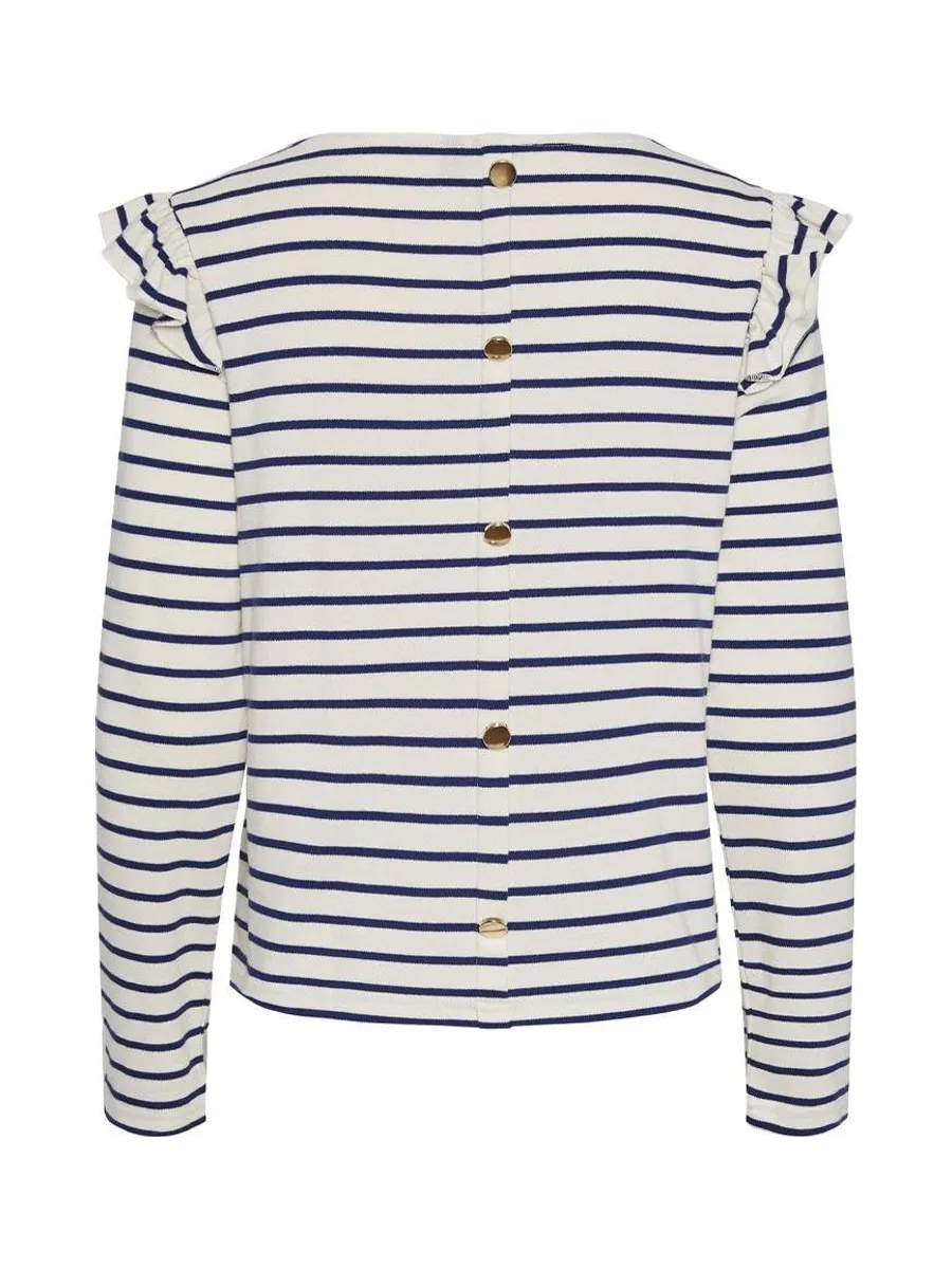 T-Shirt Rayure Marine/Blanc Femme Pieces Niana 3