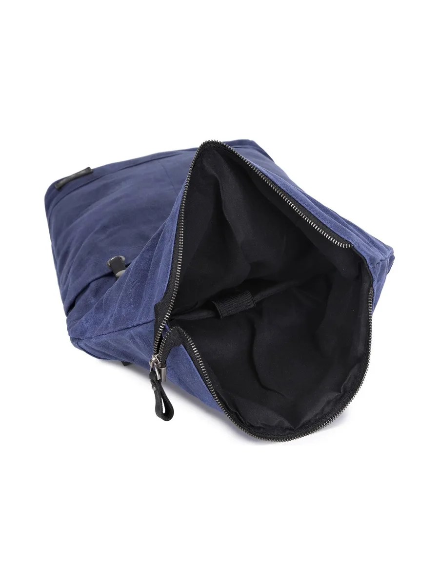STAN - Sac à dos en cuir véritable et toile enduite - Bleu 38