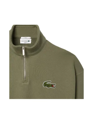 Sweat Loose Kaki Femme Lacoste Half-zip 2