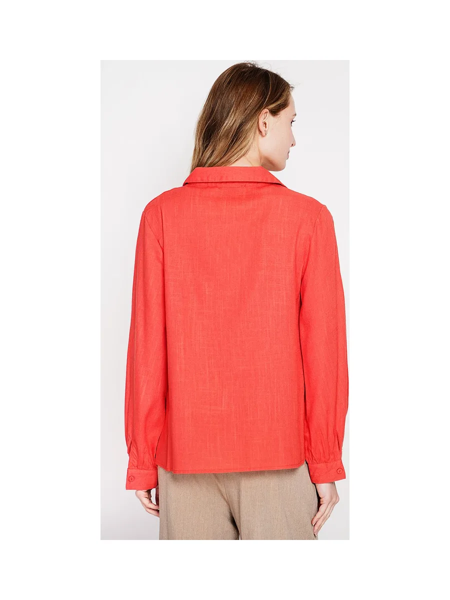 Blouse col chemise évasée à manche longueur 16