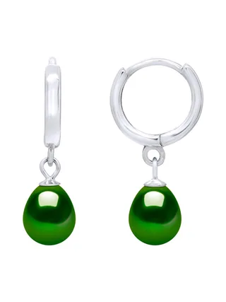 Boucles d'Oreilles Véritables Perles de Culture d'Eau Douce Poires 7-8 mm — Argent 925 Millièmes 1