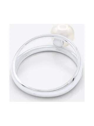 Bague Véritable Perle d'Eau Douce Ronde 8-9 mm — Or Blanc 375 Millièmes 5